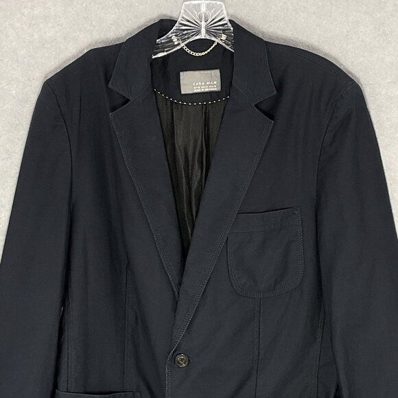 Zara Men's Jacket Blazer‎ Black Single Breasted Two Button Sports Coat Sz 33 - Picture 4 of 11
